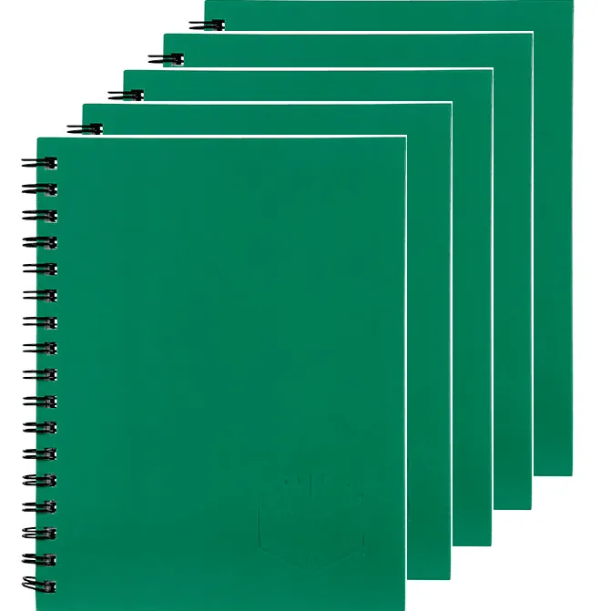 5 Pack Spirax 511 Notebook Spiral Bound Hard Cover 200 Page 225x175mm Green