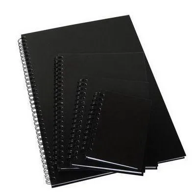 Cumberland Leathergrain Notebook Spiral Bound Feint Ruled 100 Leaf A5 Black